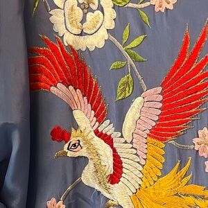 Vintage kimono open sleeve acetate and rayon Phoenix and roses one size